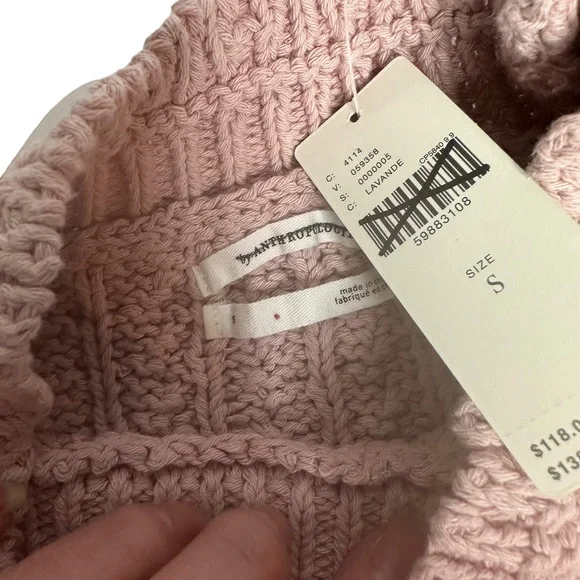 Final Price NWT Anthropologie Marci Dip dyed Cable knit Sweater pink/cr Ombre S - Picture 8 of 11